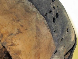 British Waterloo Shako 1812 Pattern leather headband damage