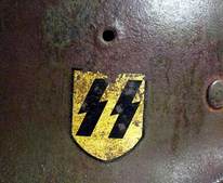 Waffen SS Helmet M40 SS Runes Close Up