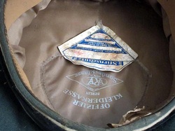 Waffen SS EREL Hat Close up of makers mark