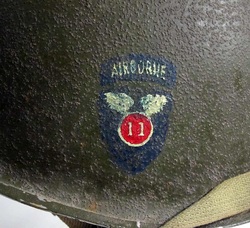 WW2 M2 11th Airborne Helmet Insignia Left View