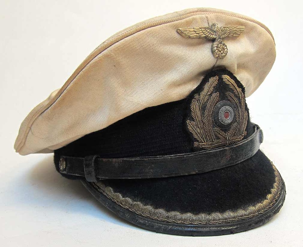 Museum quality U-Boat cap as worn by Kapitänleutnant Günther Krech of U-boat U-558.  