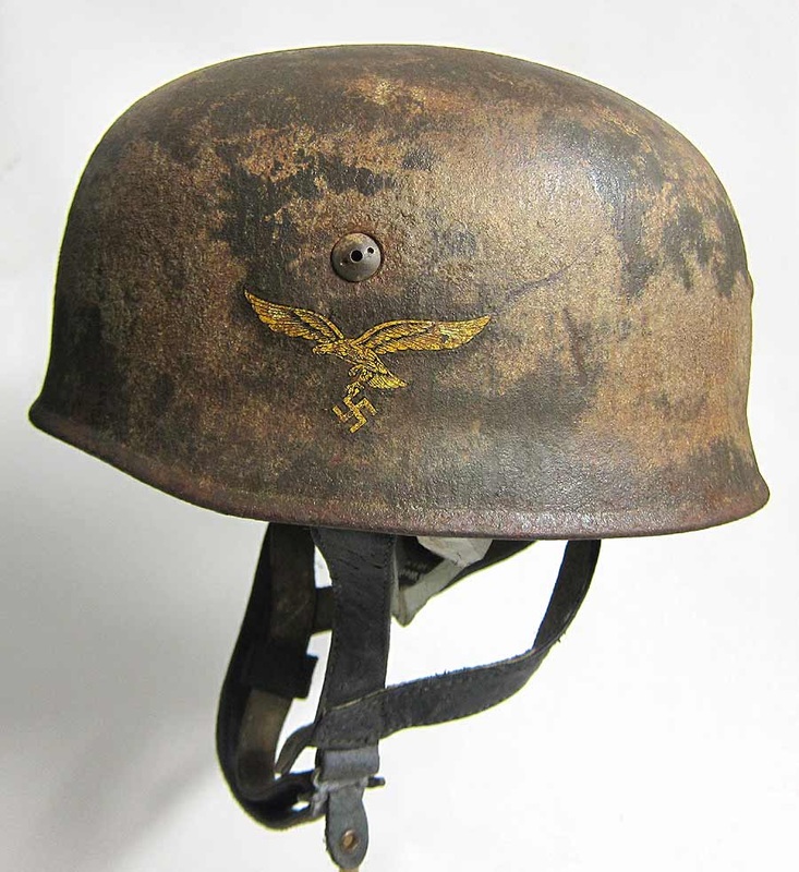 WW2 German FJR6 M38 Paratrooper Helmet Refurbishment Tan Cammo Normandy ...