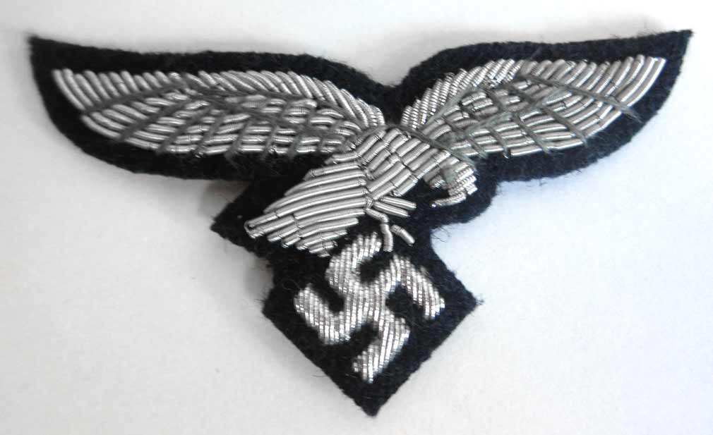 Luftwaffe Officers Cap Eagle in Silver Bullion Luftwaffe Blue Background 