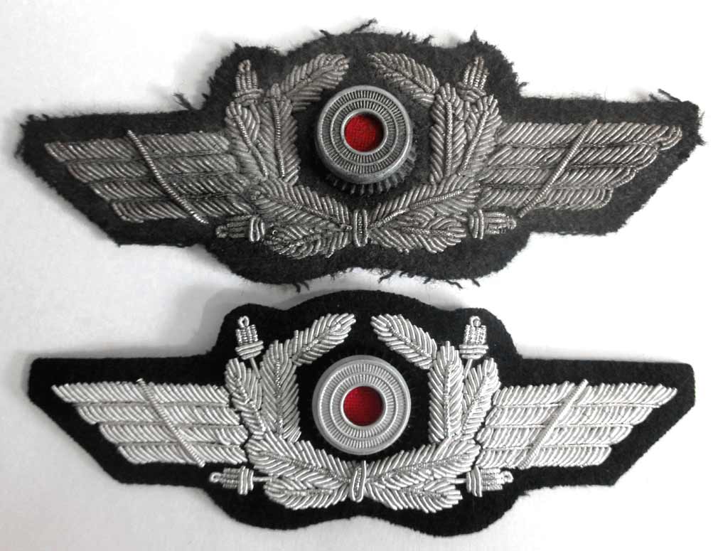Luftwaffe Officers Wreath in Aluminium Bullion & Metal Cockade - New or Aged Condition 