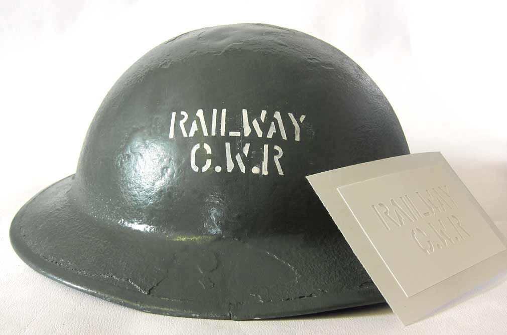 WW2 British 'Railway GWR' Railway Warden / Staff Helmet Stencil 