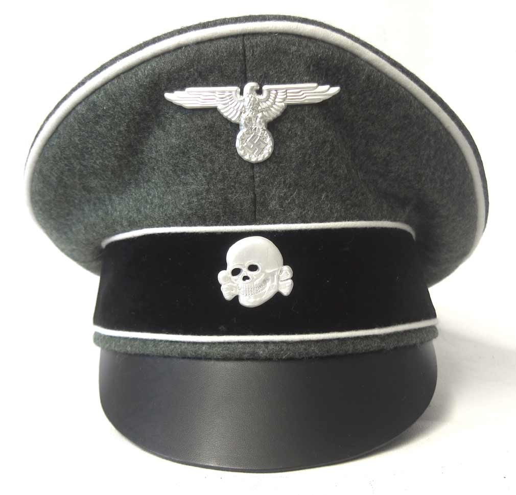 Waffen SS Crusher Cap Green Wool Leather Peak 