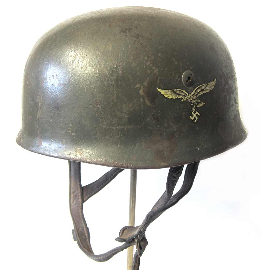 German Paratrooper Helmet M38 Early War Helmet ET71  - Early Straps - Aged