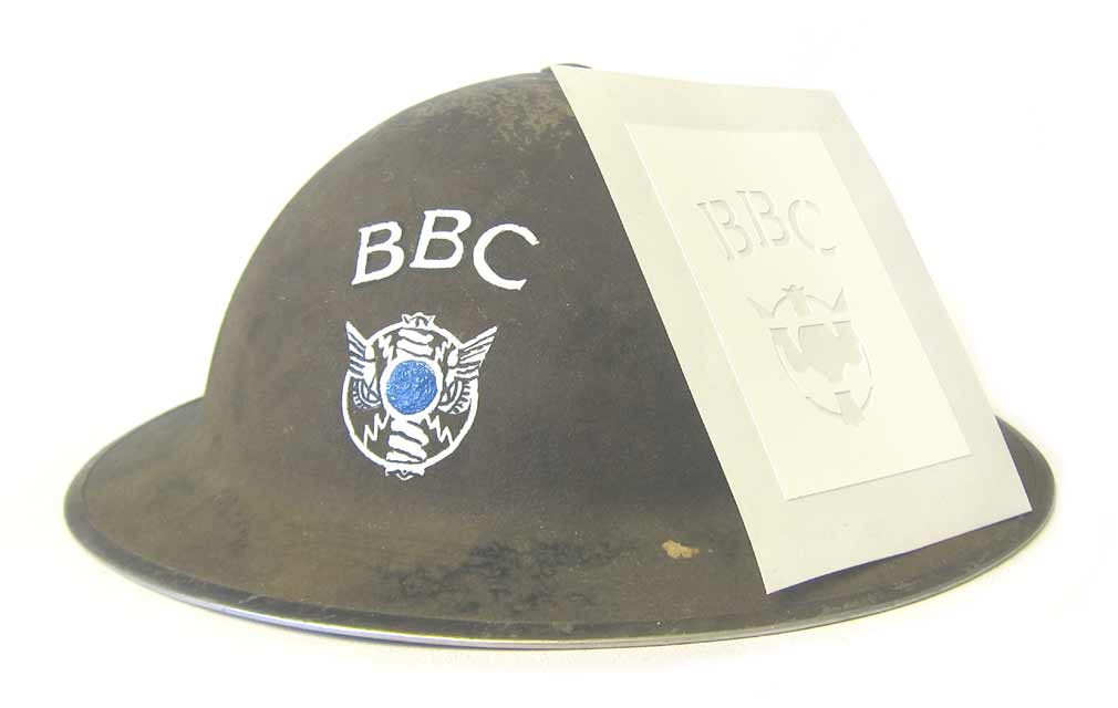 WW2 British BBC Helmet Stencil - British Broadcasting Corporation