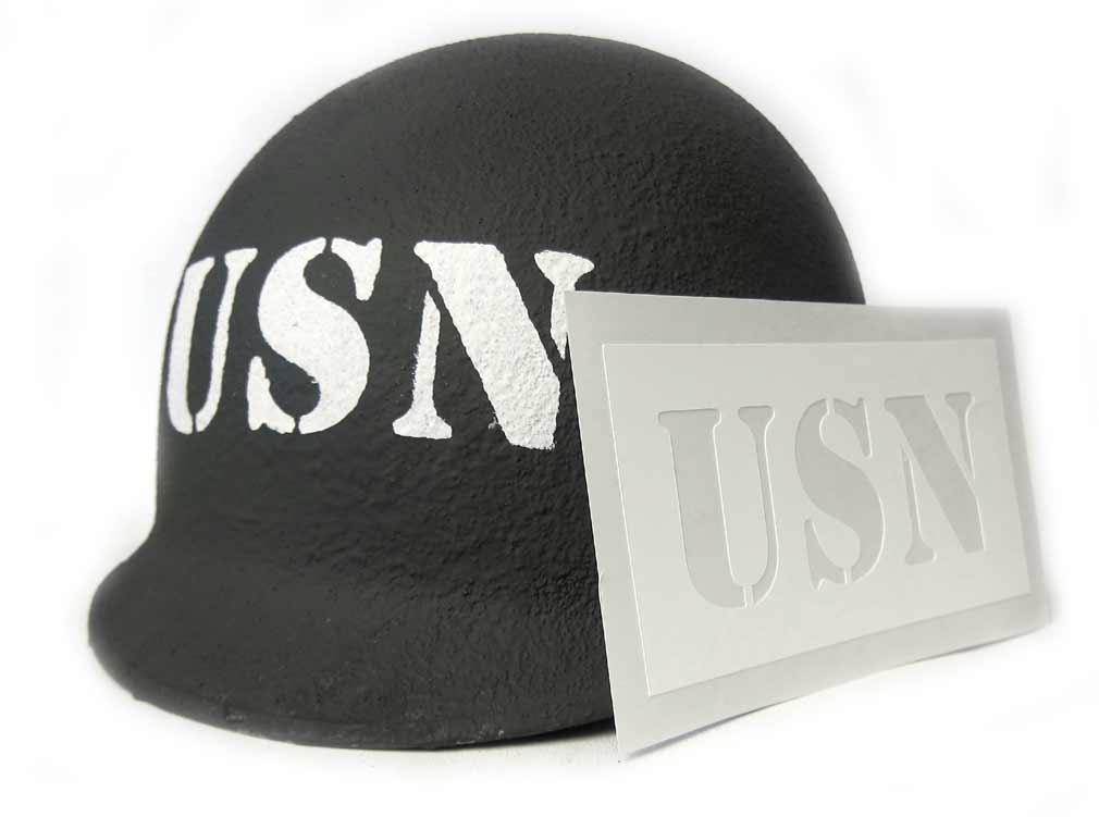 USN Helmet Stencil WW2 American United States Navy - Version #2