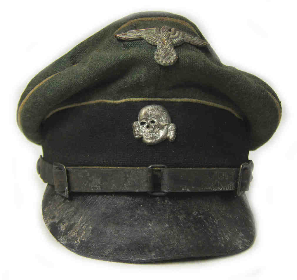 Waffen SS NCO Crusher Cap & Chinstrap - Aged