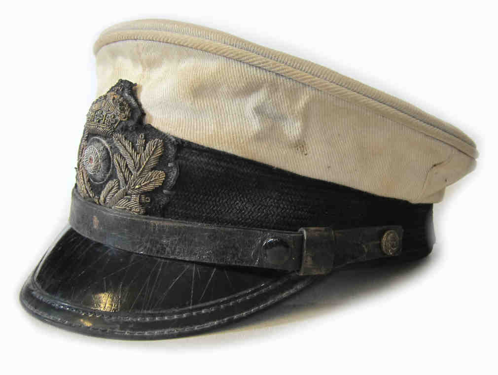 WW1 German Imperial Navy Officers U-boat Cap White Topped - Aged Condition