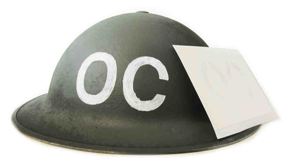 British WW2 Observer Corps helmet stencil - Early War
