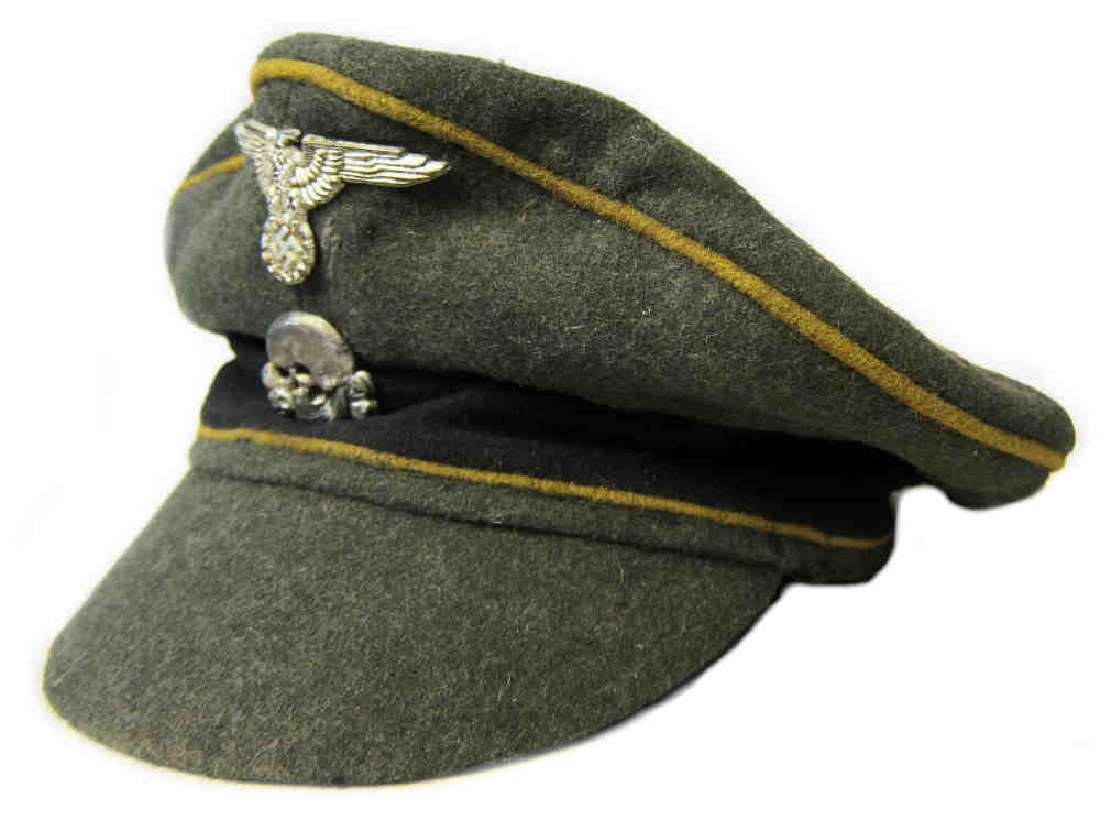 Waffen SS Cavalry Reconnaissance Crusher Cap Yellow Piping - Aged