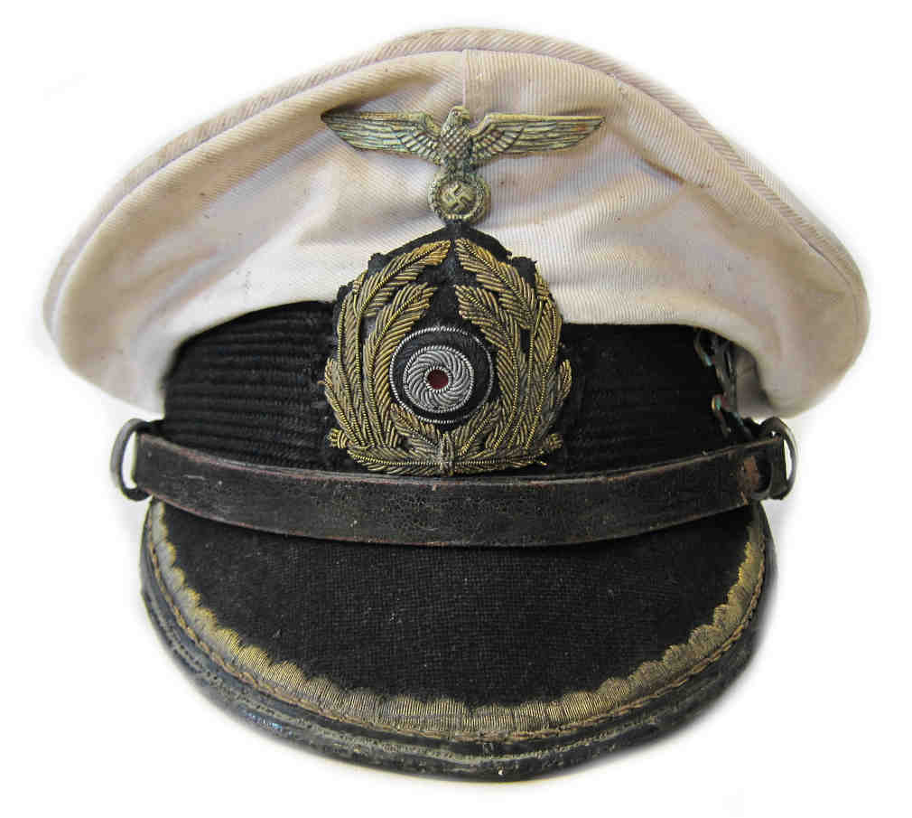 WW2 U-552 Erich Topp Cap with Red Devil Badge - Aged