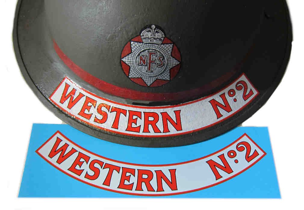 British WW2 NFS - National Fire Service Helmet Decal - Fire Force Names  Paisley (Western No. 2)