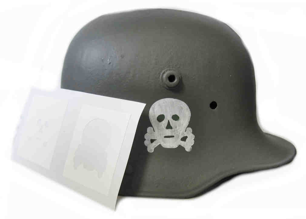 WW2 German Police of the Free City of Danzig Skull Helmet Stencil