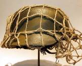 WW2 German Helmet Camouflage Net Up and sides tucked away