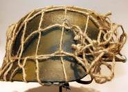 WW2 German Helmet Camouflage Net sides tucked away and net up