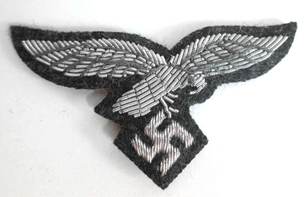 Luftwaffe Officers Cap Eagle in Silver Bullion Luftwaffe Grey Background 