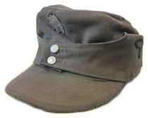 Waffen SS Officer M43 Type Cap Gaberdine Reproduction - Aged